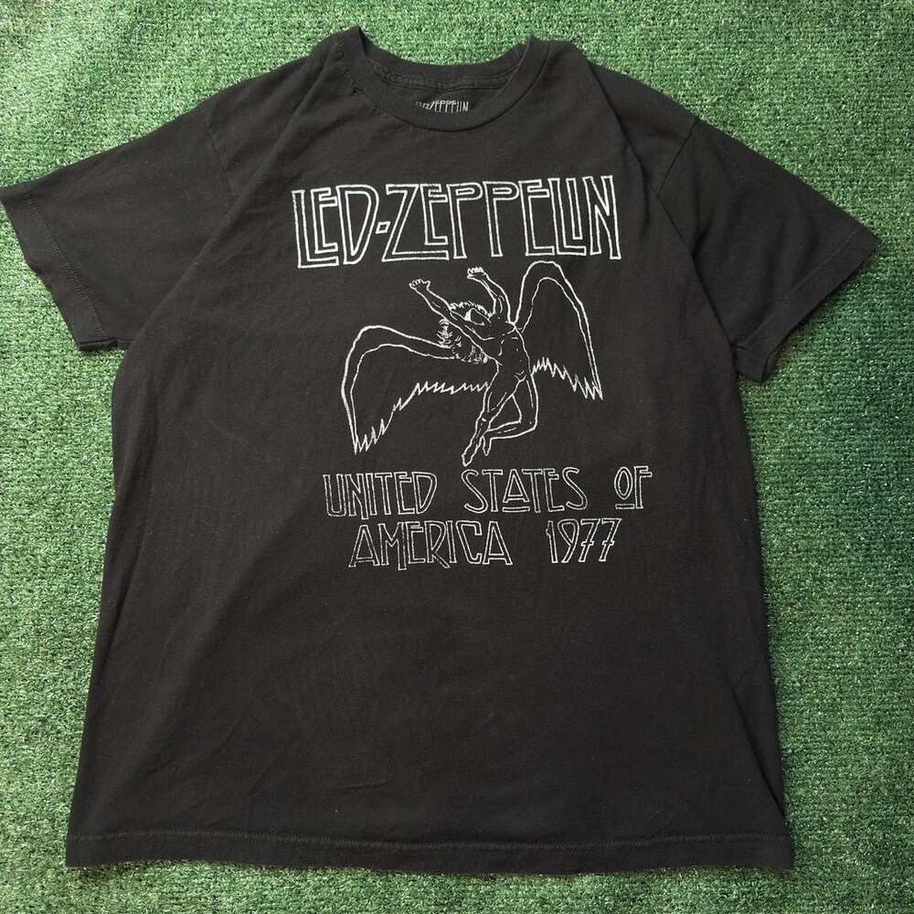 Led Zeppelin United States of America 1977 Tour Icarus Black Graphic T-Shirt